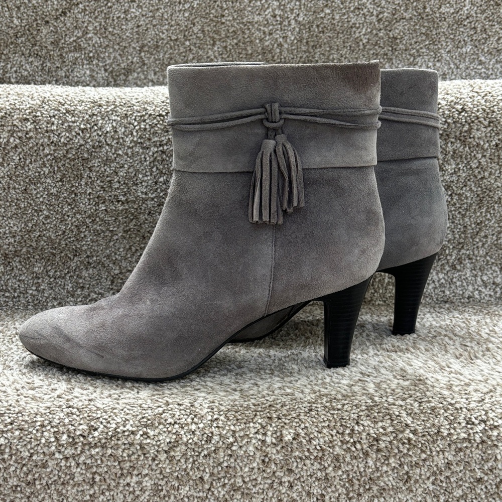 Bandolino Gray Suede Ankle Booties